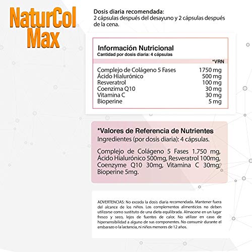 Colágeno 5 en 1 [1750MG/DOSIS] con Ácido Hialurónico, Coenzima Q10 y Vitamina C | Ideal para Piel, Articulaciones y Huesos | Dosis de Colágeno 100% Pura y Natural | 100 Cápsulas.