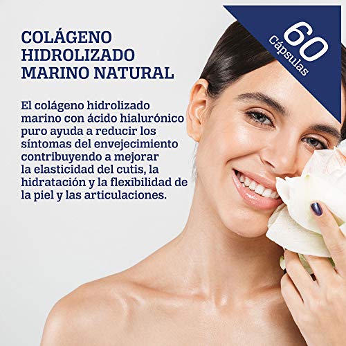 Colágeno con Ácido Hialurónico | Colágeno Marino Hidrolizado| PEPTAN + MSM + Condroitina| Suplemento Natural para un Buen Funcionamiento de las Articulaciones y una Piel Sana| 60 Cápsulas