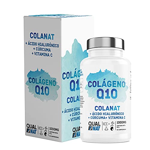 Colágeno con Magnesio| Colágeno Marino con Ácido Hialurónico y Q10| Vitamina C + Cúrcuma + Vitamina D3 + Calcio + Hárpago + Peptan| Articulaciones Fuertes y Sanas | 90 Comp - Qualnat