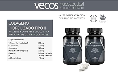 Colágeno Hidrolizado Tipo II - 160 Cápsulas Vegetales - Ayuda a Prevenir el Dolor y la Inflamación en las Articulaciones - Efecto Antiinflamatorio y Antioxidante - Complemento Alimenticio