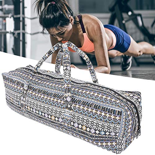 Colchoneta de Yoga Bolsa de Lona Patrón Lona Bolsa de Colchoneta de Yoga Grande con Cremallera Colchoneta de Ejercicio Carrier Bolsa de Compras Bolsa de Esterilla de Yoga Yoga(Blanco crema nórdico)