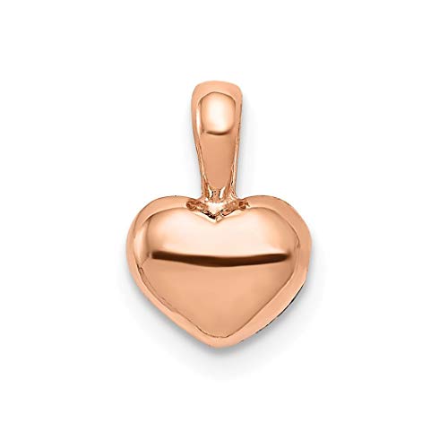 Colgante de oro rosa de 14 quilates con forma de corazón y fijo, con barra fija