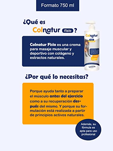 Colnatur Fisio Professional - Crema de Masaje Muscular Deportivo, con Colágeno y Extractos Naturales, 750 ml