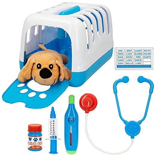 Colorbaby Maletín veterinarios juguete, Set veterinario juguete, Perro de peluche, con accesorios, Cuidado de mascotas, Centro veterinario, + 3 años, COLORBABY (46647), Multicolor