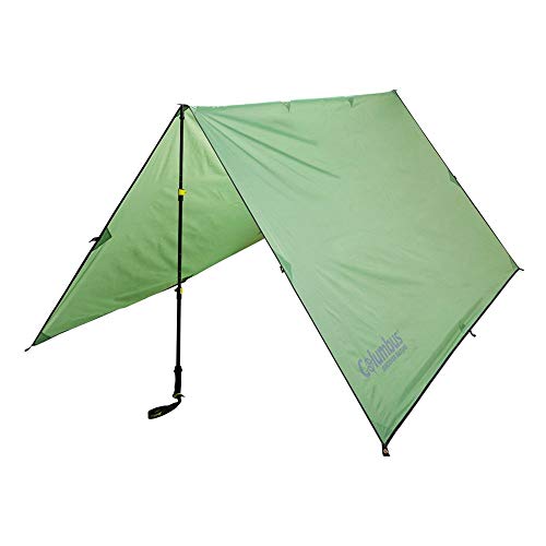 COLUMBUS - Light Tarp 2000 Carpa Refugio. Toldo Impermeable para Montar con Bastones de Trekking. 14 Bucles de Sujeción. Incluye Elementos Reflectantes y Piquetas. 293 x 250 cm. Peso: 0,8 kg.