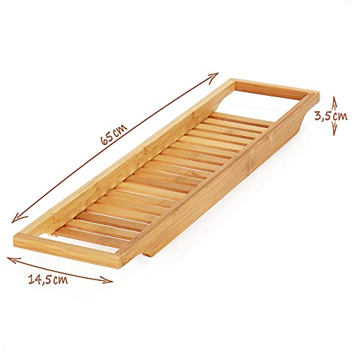 com-four® Bandeja de baño de bambú - Práctico Soporte de baño - Bandeja de baño de Madera con 65 x 14,5 cm (65x14,5cm)