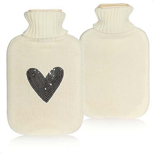 com-four® Botella de Agua Caliente de 2 litros, Almohadilla térmica acogedora con Funda de Tela, Bolsa de Agua Caliente para niños y Adultos, para el Tratamiento del Dolor y la Fiebre.