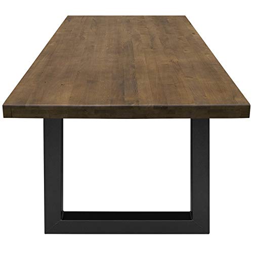 COMIFORT Mesa de Comedor - Mueble para Salon Oficina Despacho Robusto y Moderno de Roble Macizo Color Nogal, Patas de Acero U-Forma Grafito (140x75 cm)