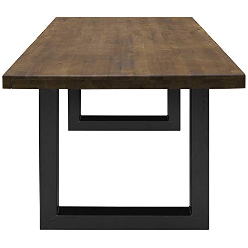 COMIFORT Mesa de Comedor - Mueble para Salon Oficina Despacho Robusto y Moderno de Roble Macizo Color Nogal, Patas de Acero U-Forma Grafito (140x75 cm)