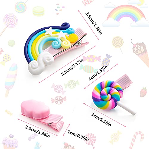 Comius Sharp 12 Piezas Pinzas para el Cabello Coloridas, Accesorios para el Cabello Lollipop Horquillas Arcoiris, Baiyun & Arco Iris Horquilla, Pinza de Pelo Regalo para Niños Fiestas Cumpleaños