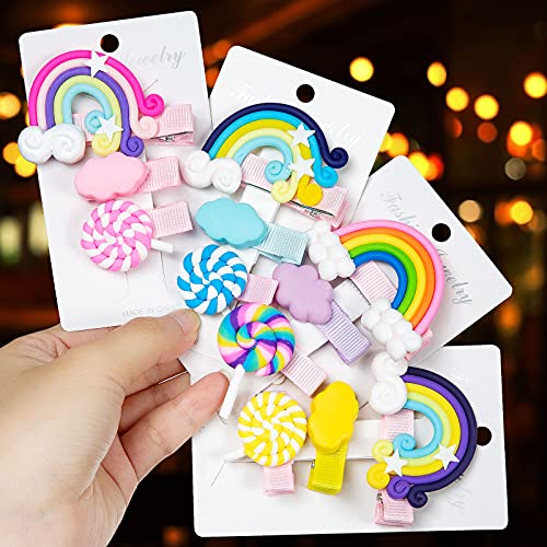 Comius Sharp 12 Piezas Pinzas para el Cabello Coloridas, Accesorios para el Cabello Lollipop Horquillas Arcoiris, Baiyun & Arco Iris Horquilla, Pinza de Pelo Regalo para Niños Fiestas Cumpleaños