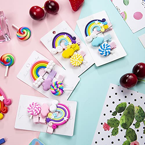 Comius Sharp 12 Piezas Pinzas para el Cabello Coloridas, Accesorios para el Cabello Lollipop Horquillas Arcoiris, Baiyun & Arco Iris Horquilla, Pinza de Pelo Regalo para Niños Fiestas Cumpleaños