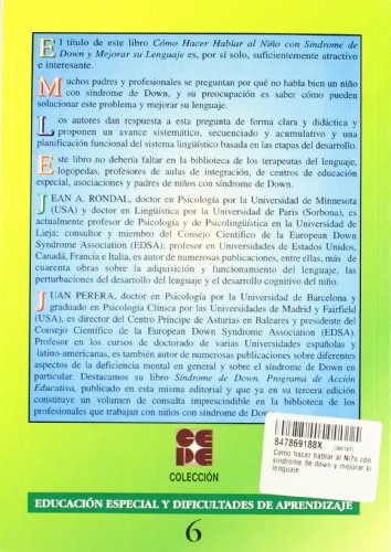 Cómo Hacer Hablar al Niño con Síndrome de Down y Mejorar su Lenguaje. Un programa de intervención psicolingüística: Un programa de intervención ... especial y dificultades de aprendizaje)