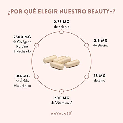 Complejo de Colágeno Hidrolizado Premium – Con Vitamina C, Colageno Acido Hialuronico capsulas , Selenio Zinc, Biotina para el cabello - Vitaminas para el Cabello, Articulaciones, Piel y Uñas