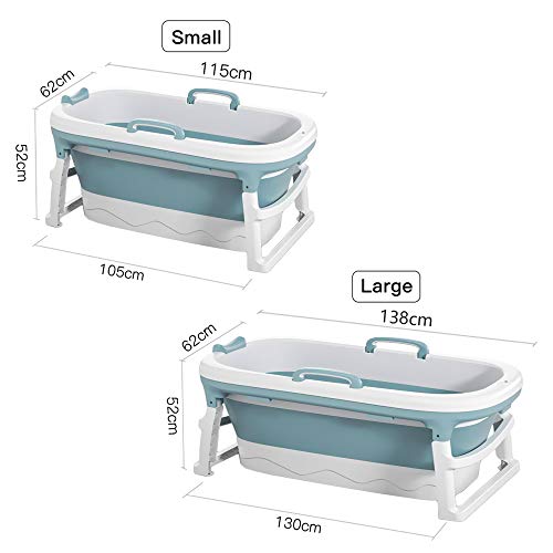 ConBeauty Bañera portátil de 115x62x52cm para Adultos y bebés, bañera ergonómica Plegable, bañera de hidromasaje para el hogar, Ducha, bañera con Cubierta termostática