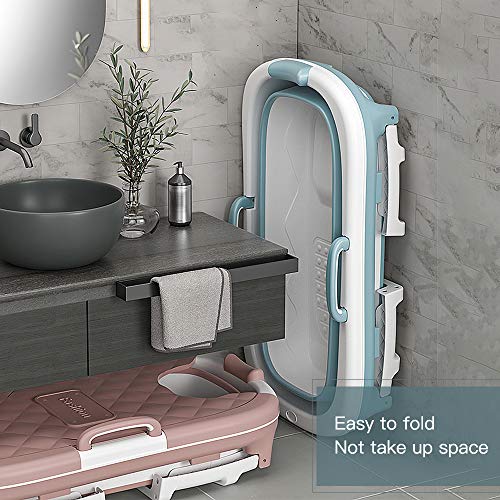 ConBeauty Bañera portátil de 115x62x52cm para Adultos y bebés, bañera ergonómica Plegable, bañera de hidromasaje para el hogar, Ducha, bañera con Cubierta termostática