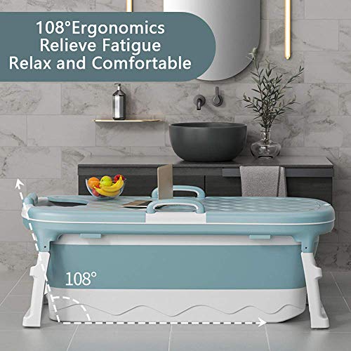 ConBeauty Bañera portátil de 115x62x52cm para Adultos y bebés, bañera ergonómica Plegable, bañera de hidromasaje para el hogar, Ducha, bañera con Cubierta termostática