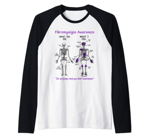 Conciencia de fibromialgia lo que ves lo que siento esqueleto Camiseta Manga Raglan