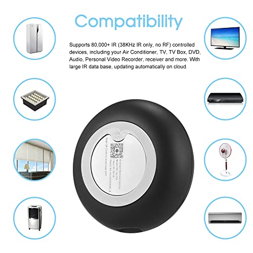 Coniya WiFi-IR Control Remoto,IR Wi-Fi (2.4Ghz) Controlador Remoto Universal infrarrojo habilitado para Aire Acondicionado TV DVD Usando la aplicación Smart Life Compatible con G Home Voice