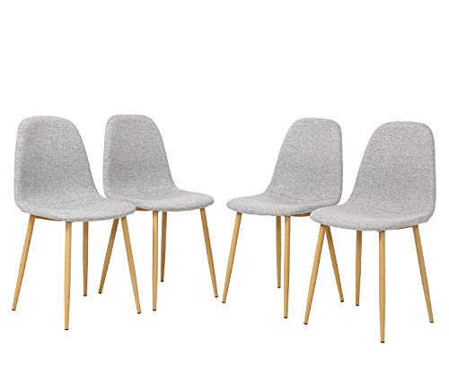 Conjunto de 4 Sillas de Comedor, Sillas de Cocina, Silla de Estilo nórdico Moderna para Sala de Estar, Comedor, Salón (Gris)