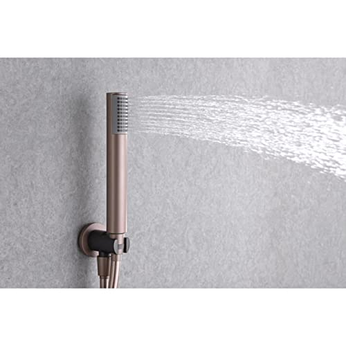 Conjunto de ducha empotrada pared de laton gris mate y champagne rociador redondo Line Imex GPD038/GC