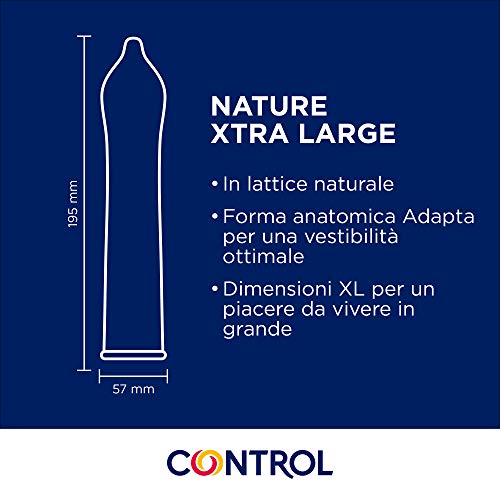 Control Preservativos Nature XL, Finissimo XL 48 ud - Pack 2 Cajas De Condones: 1x Tamaño Más Grande 24 ud y 1x Muy Finos y Más Grandes 24 ud, Lubricados, Ajuste Perfecto, Sexo Seguro (Pack Ahorro)