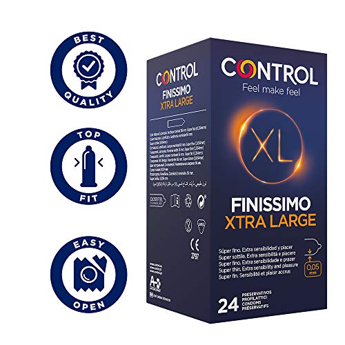 Control Preservativos Nature XL, Finissimo XL 48 ud - Pack 2 Cajas De Condones: 1x Tamaño Más Grande 24 ud y 1x Muy Finos y Más Grandes 24 ud, Lubricados, Ajuste Perfecto, Sexo Seguro (Pack Ahorro)