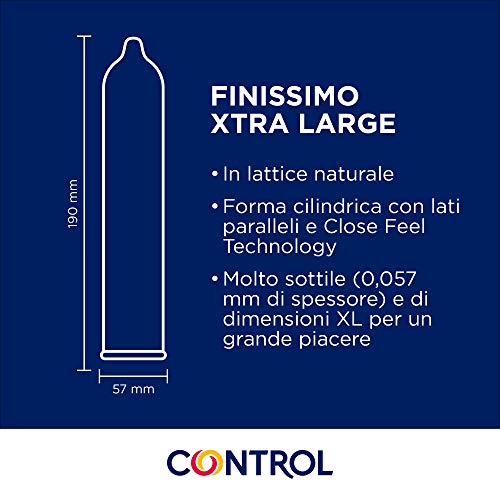 Control Preservativos Nature XL, Finissimo XL 48 ud - Pack 2 Cajas De Condones: 1x Tamaño Más Grande 24 ud y 1x Muy Finos y Más Grandes 24 ud, Lubricados, Ajuste Perfecto, Sexo Seguro (Pack Ahorro)