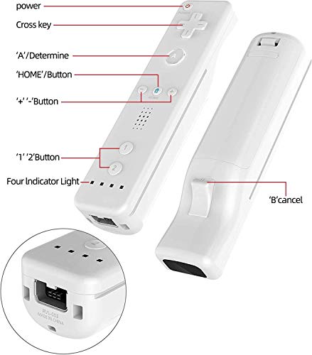 Controlador de Movimiento Remoto Inalámbrico Wii, Controlador Motion Plus Integrado Remoto e Nunchuck con Custodia en Silicona para Wii e Wii U (White)