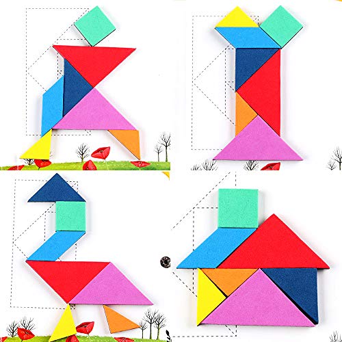 Coogam Viaje magnético Tangram Puzzles Libro Juego Tangrams Jigsaw Formas Disección con Solución para Niños Adulto Holiday Traveler Tangoes Challenge IQ Educational Toy (360 Patrones)