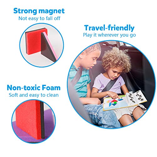 Coogam Viaje magnético Tangram Puzzles Libro Juego Tangrams Jigsaw Formas Disección con Solución para Niños Adulto Holiday Traveler Tangoes Challenge IQ Educational Toy (360 Patrones)