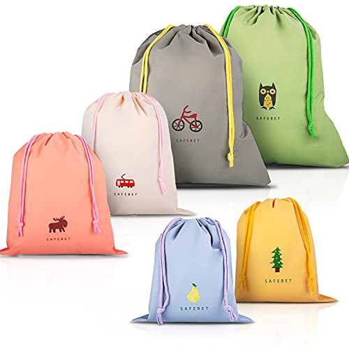 Coolzon Bolsa Estanca Impermeable con Cuerdas, 6 Pcs Bolsa Deporte de Viaje Cordon de Gimnasio Bolsa Piscina para Playa Viaje Natación Gymsack Infantil Bolsas de Almacenamiento Organización de Cocina