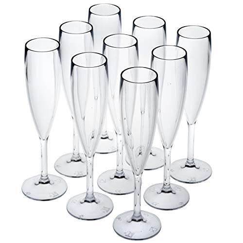 Copas de Champán Plástico Elegantes reutilizables vasos policarbonato irrompible 9 cl - Caja de 9 Unidades