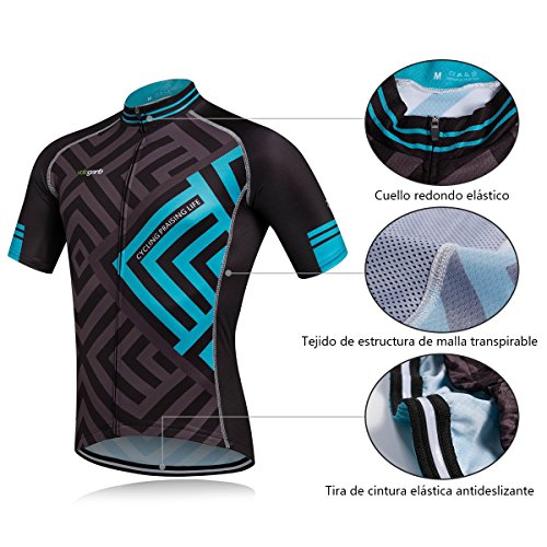 Cornasee Ropa Ciclismo Verano para Hombre Ciclismo Maillot y Culotte Pantalones Cortos (Enrejado,L)