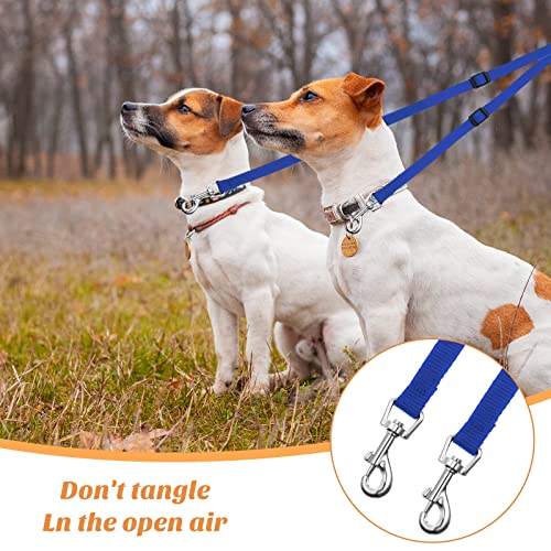 Correas Dobles Ajustables de Mascotas Correa de Doble Divisor de Doble Perros sin Enredos de Entrenador Guiar Caminar para Dos Perros (Azul)