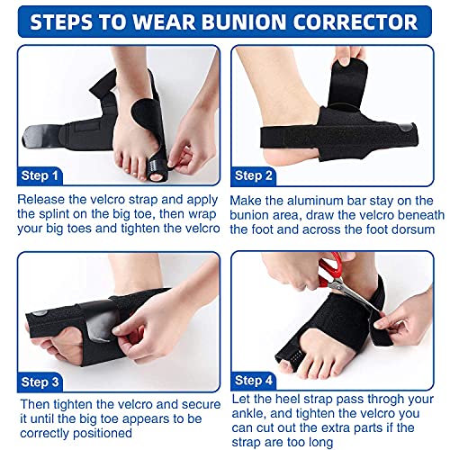 Corrector de Juanetes Ajustable,Férula para Hallux Valgus con 1 Pares Gel Separadores para Dedos,Enderezador Dedo Gordo Pie para Hallux Valgus, Alivio del Dolor de Dedos de Martillo, 1 Par