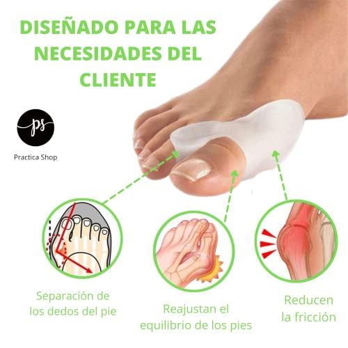 Corrector de Juanetes, Gel de Silicona Para Dedo Gordo del Pie, Separador Hallux Valgus, Almohadilla ortopédica, Enderezadora de postura del dedo. 6 Unidades