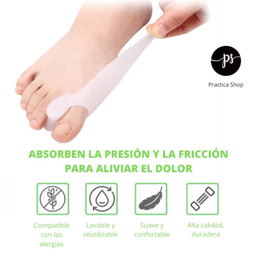 Corrector de Juanetes, Gel de Silicona Para Dedo Gordo del Pie, Separador Hallux Valgus, Almohadilla ortopédica, Enderezadora de postura del dedo. 6 Unidades