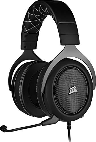 Corsair HS60 Pro Surround Auriculares para Juegos (7.1 Sonido Envolvente, Espuma viscoelástica Almohadillas, Unidireccional micrófono, Compatible con PC, PS4, Xbox One, Switch y móviles). Negro