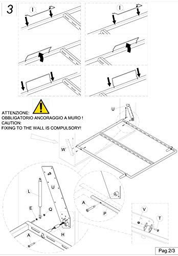 CORTASSA Cama abatible para ahorrar espacio, de pared, tipo «Maly», 120 x 190 cm