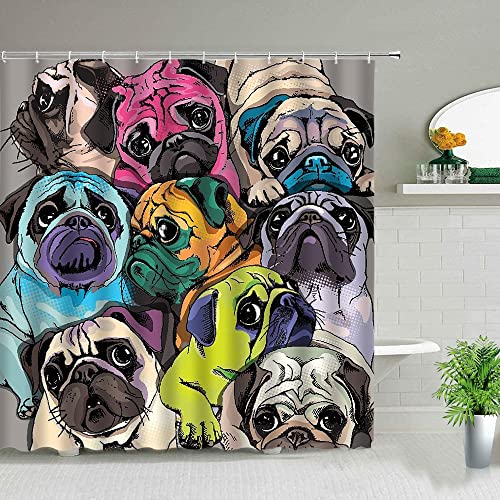 Cortina de poliéster Impermeable de Oso Animal de Dibujos Animados de Gato Lindo, decoración de baño con Pantalla de Cortina de Ducha de Gancho S.7 150x180cm