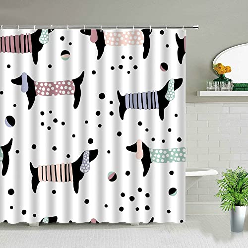 Cortina de poliéster Impermeable de Oso Animal de Dibujos Animados de Gato Lindo, decoración de baño con Pantalla de Cortina de Ducha de Gancho S.7 150x180cm