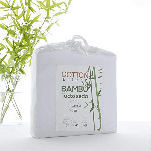 COTTON ARTean Juego de sábanas Bambú ORGÁNICO e HIPOALERGÉNICO Cama de 160 x 190/200. Color Blanco. Eco Friendly