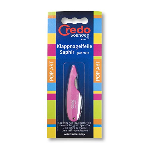 Credo Saphir - Lima de uñas plegable (gruesa/fina, hoja cromada), color rosa