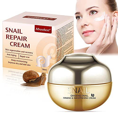 Crema de Baba de Caracol, Snail Repair Cream, Natural Snail Extract Cream, Crema Facial para Hidratante, Reafirma y Nutritiva - Reducir las Arrugas y Líneas Finas, Para mujeres y hombres - 50ML