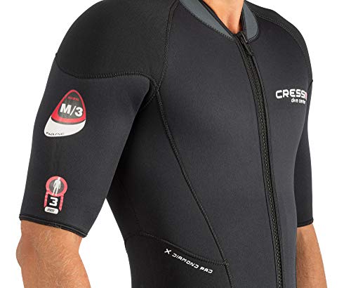 Cressi Endurance Man Shorty Wetsuit 3mm - Monoshort sin Capucha en Neopreno Negro 3mm per Hombre