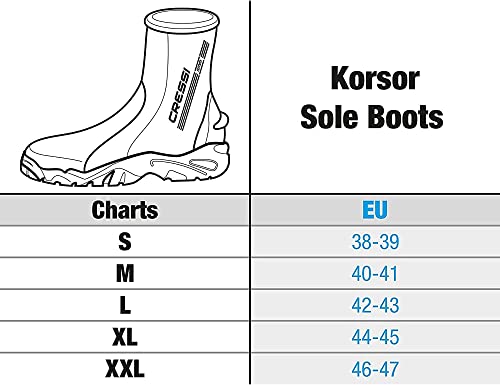 Cressi Korsor Semi-Rigid Sole Boots 5mm Escarpines con Suela semirrígida para Buceo, Unisex-Adult, Negro, L