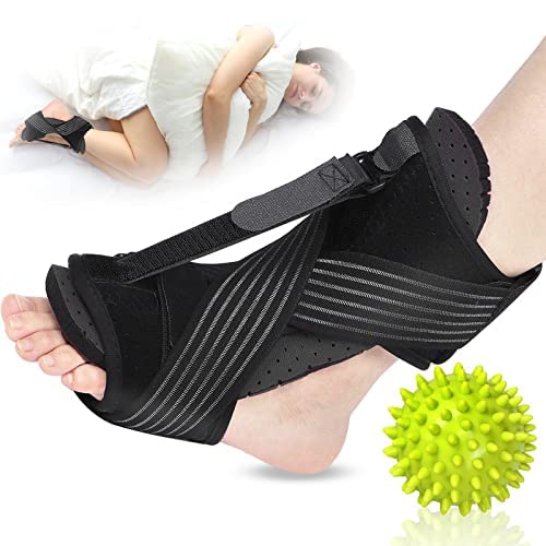 Crethink Férula nocturna de fascitis plantar, férulas nocturnas ajustables para alivio de la fascitis plantar, dolor de tobillo en el pie, dolor de talón, soporte de tendinitis de Aquiles