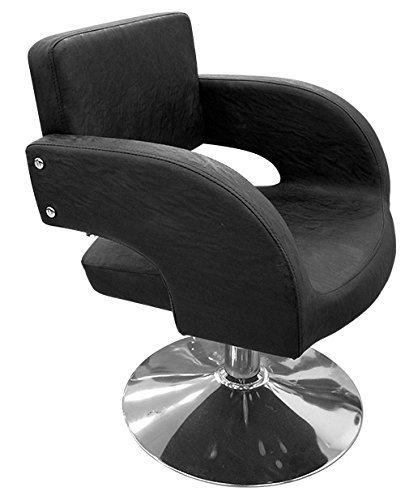 Crisnails® Sillón Profesional de Peluquería, 360º Giratoria con Base Fijo de Metal, Altura Regulable, Asiento Suave y Cómodo de Material Piel, Varios Modelos (089-Negro)