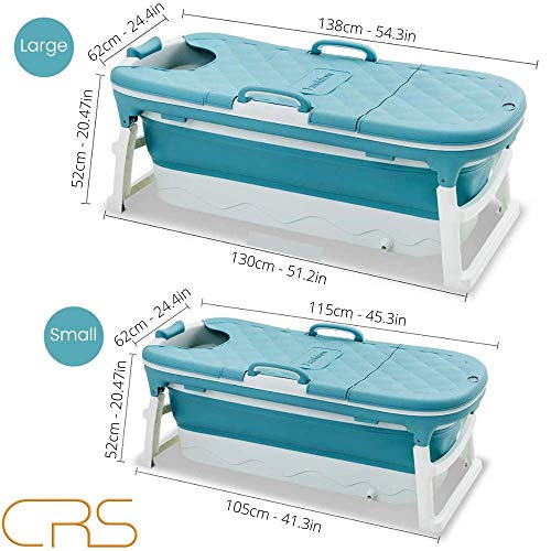 CRS Bañera plegable para adultos XXL 138 x 62 x 52 cm [nueva] | Bañera móvil plegable ideal para pequeños baños | Plegable | Bañera portátil plegable para colocar de pie (turquesa, 138 cm)